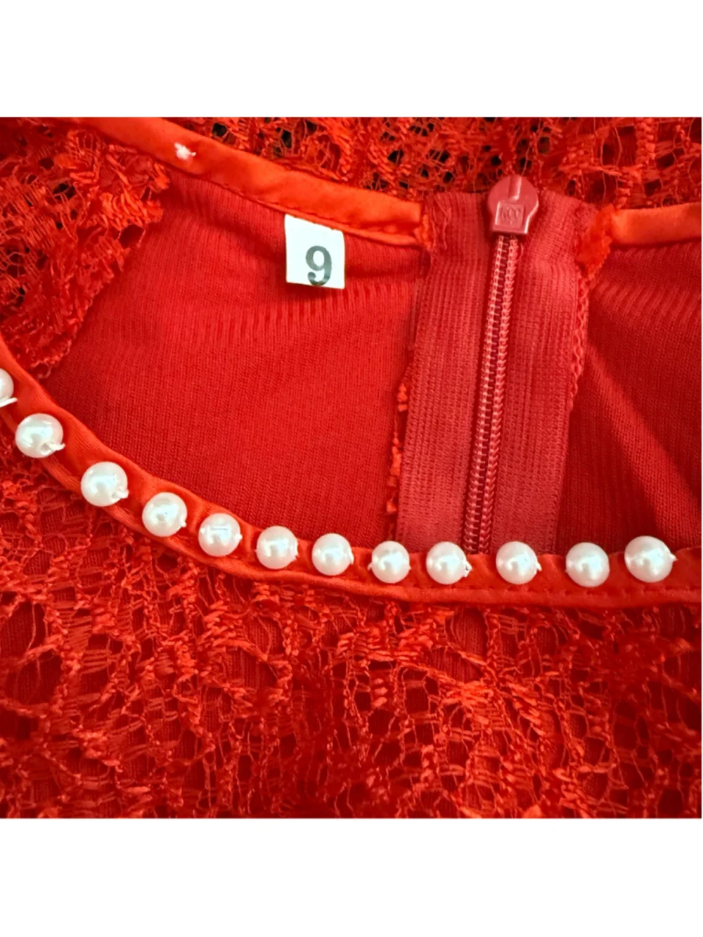 She Devil child's Halloween costume dress red lace horns wings girls sz 9